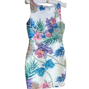 Jennifer Lopez Tropical Sleeveless Bodycon Dress XS